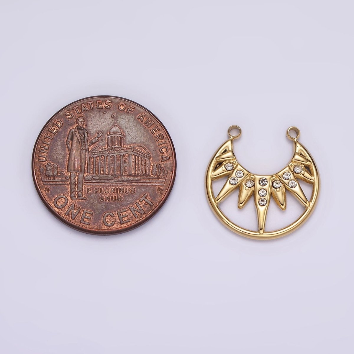 Stainless Steel Clear CZ Celestial Sunburst Ray Open Connector in Gold & Silver | P1340