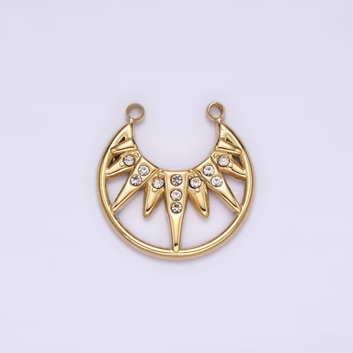 Stainless Steel Clear CZ Celestial Sunburst Ray Open Connector in Gold & Silver | P1340