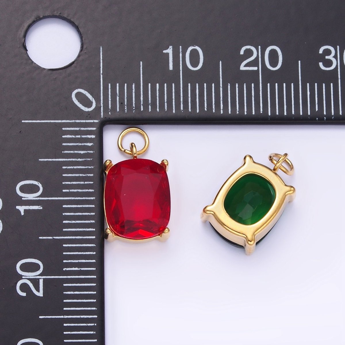 Stainless Steel Clear, Purple, Red, Black, Green Multifaceted CZ Charm | P982 P986