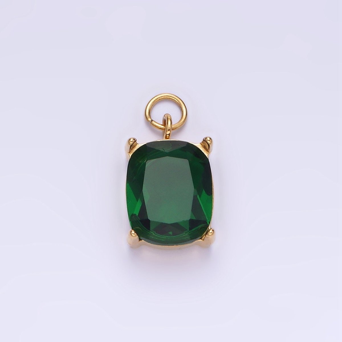 Stainless Steel Clear, Purple, Red, Black, Green Multifaceted CZ Charm | P982 P986