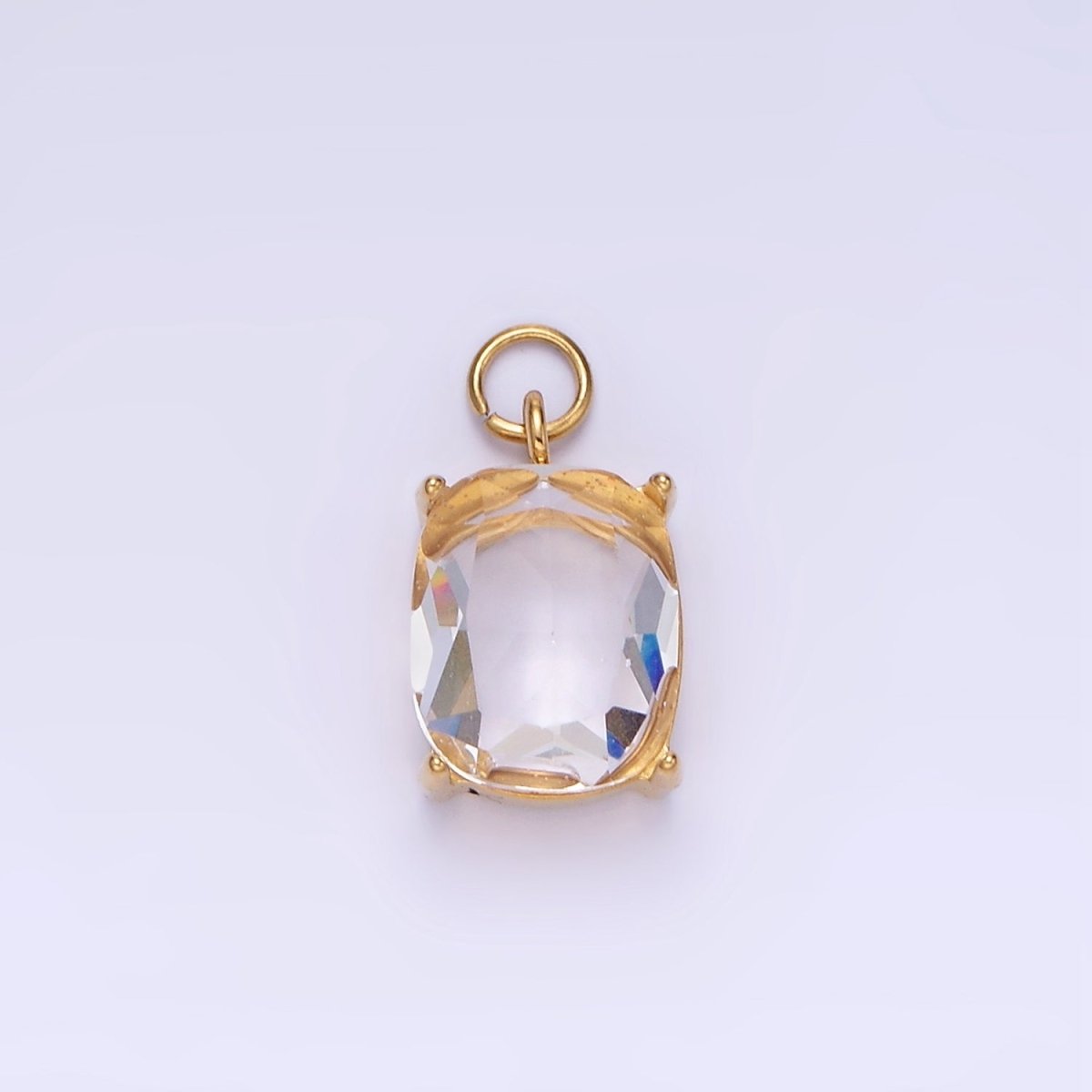 Stainless Steel Clear, Purple, Red, Black, Green Multifaceted CZ Charm | P982 P986