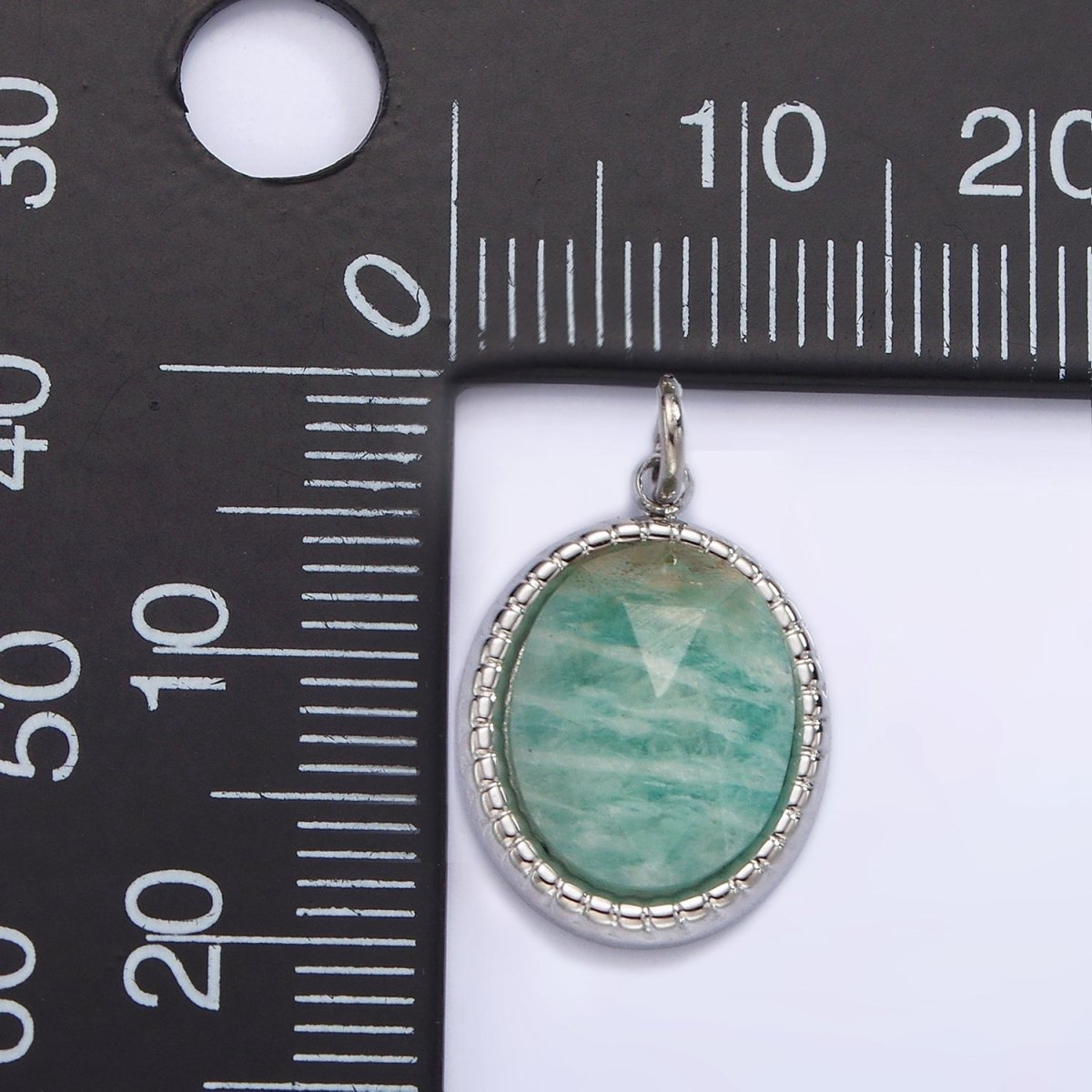 Stainless Steel Clear Quartz, Amazonite, Zoisite, Aventurine, Lapis Lazuli Bezel Oval Charm in Silver & Gold | P690-p692