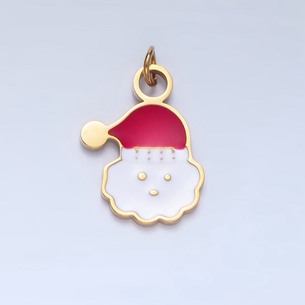 Stainless Steel Cloud Snowy Santa Clause Enamel Christmas Holiday Charm | P1297 P1370