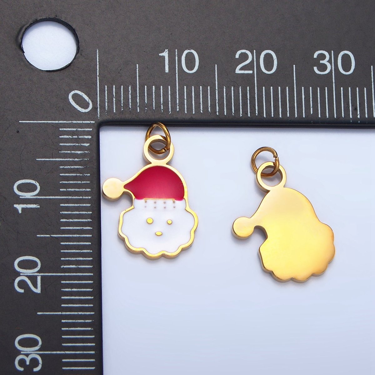 Stainless Steel Cloud Snowy Santa Clause Enamel Christmas Holiday Charm | P1297 P1370