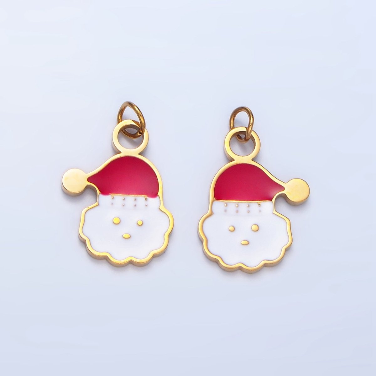 Stainless Steel Cloud Snowy Santa Clause Enamel Christmas Holiday Charm | P1297 P1370
