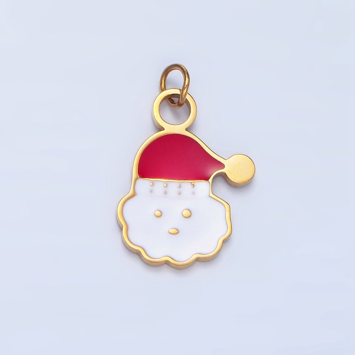 Stainless Steel Cloud Snowy Santa Clause Enamel Christmas Holiday Charm | P1297 P1370