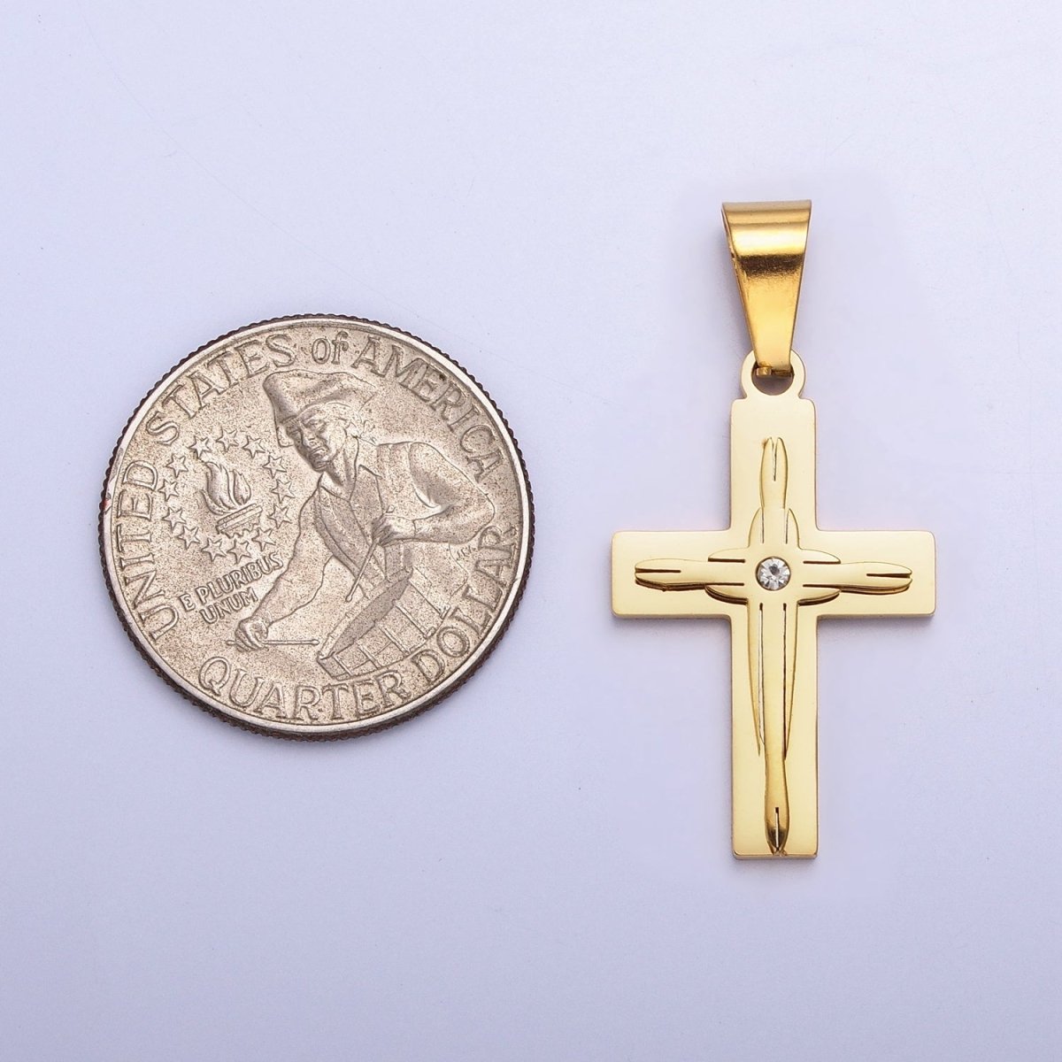 Stainless Steel Cross Pendant in Gold Silver for Unisex Statement Religious Jewelry Making | P-1117