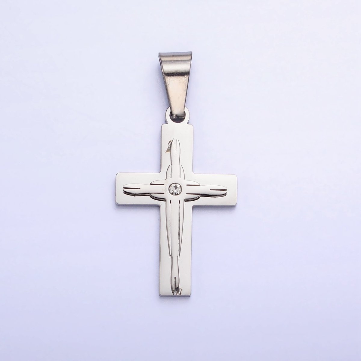Stainless Steel Cross Pendant in Gold Silver for Unisex Statement Religious Jewelry Making | P-1117
