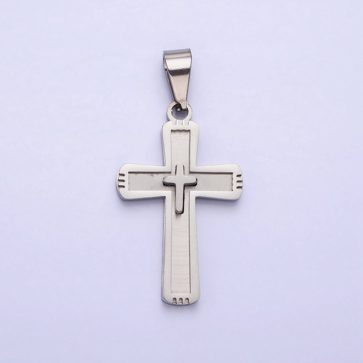Stainless Steel Cross Pendant in Gold Silver for Unisex Statement Religious Jewelry Making | P-1118