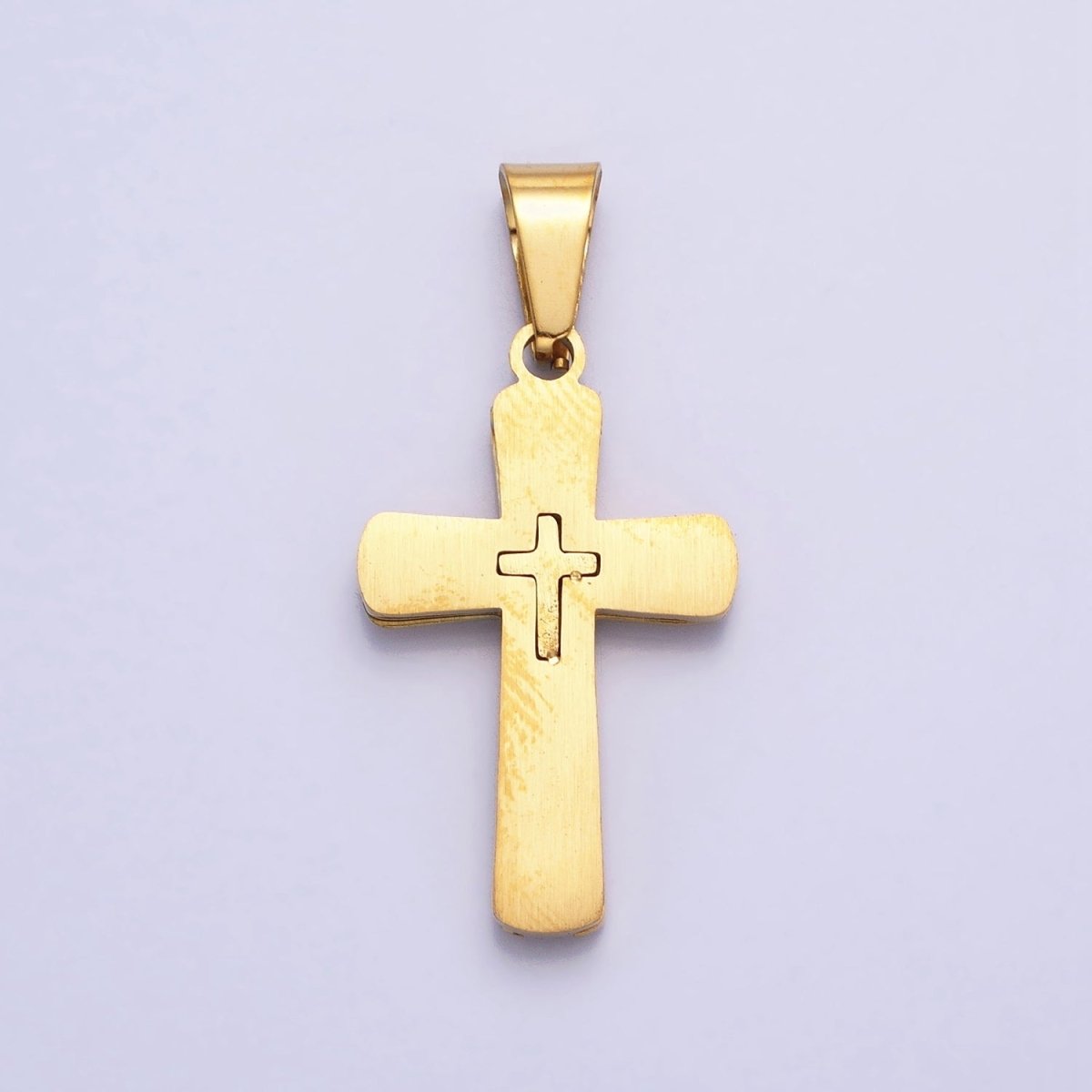 Stainless Steel Cross Pendant in Gold Silver for Unisex Statement Religious Jewelry Making | P-1118