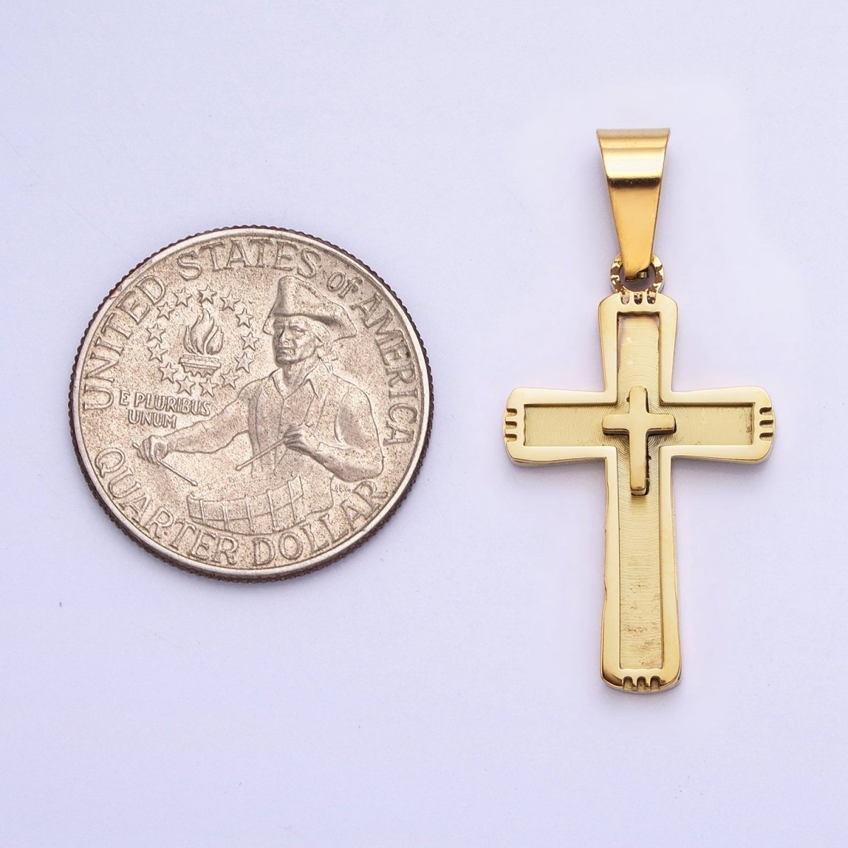 Stainless Steel Cross Pendant in Gold Silver for Unisex Statement Religious Jewelry Making | P-1118