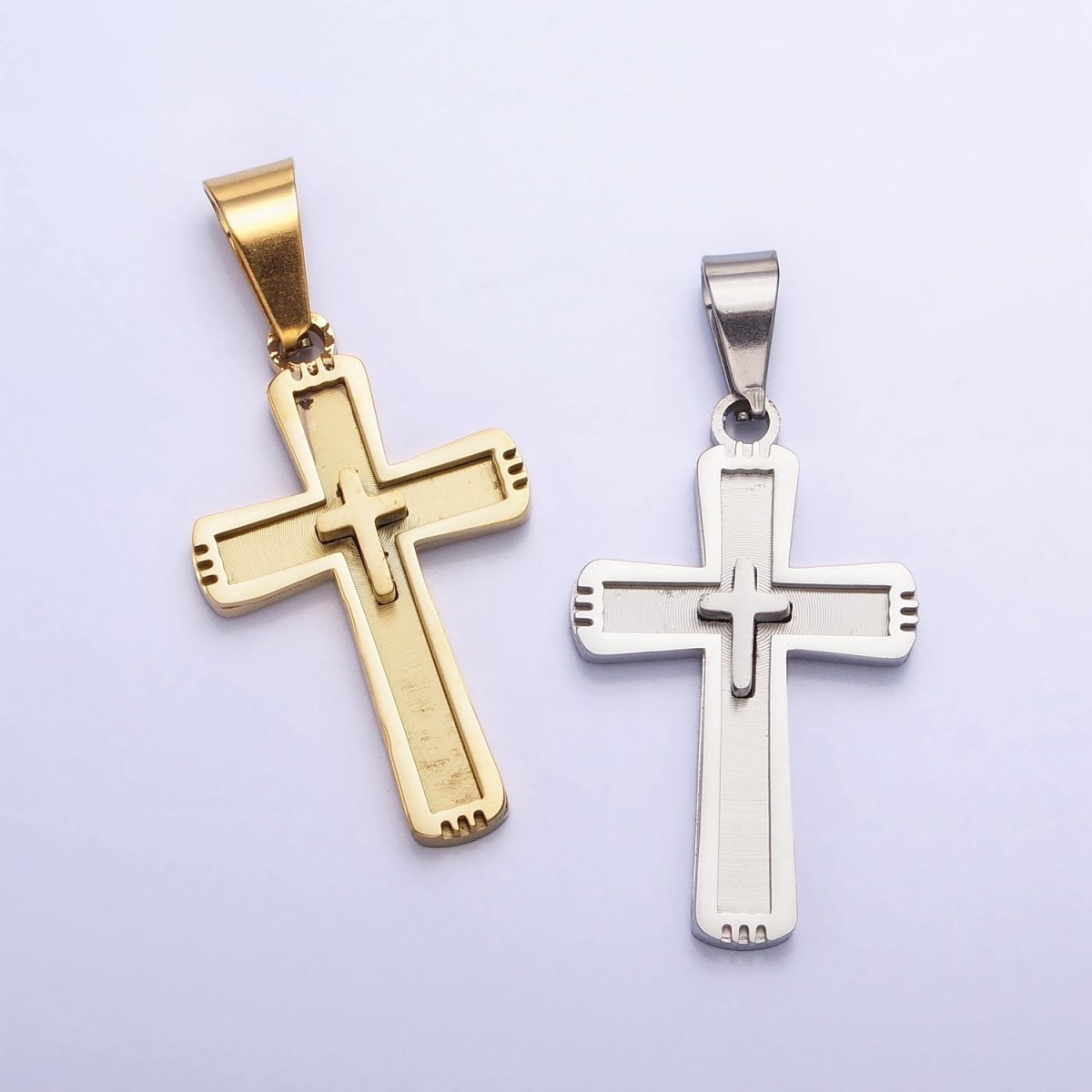 Stainless Steel Cross Pendant in Gold Silver for Unisex Statement Religious Jewelry Making | P-1118