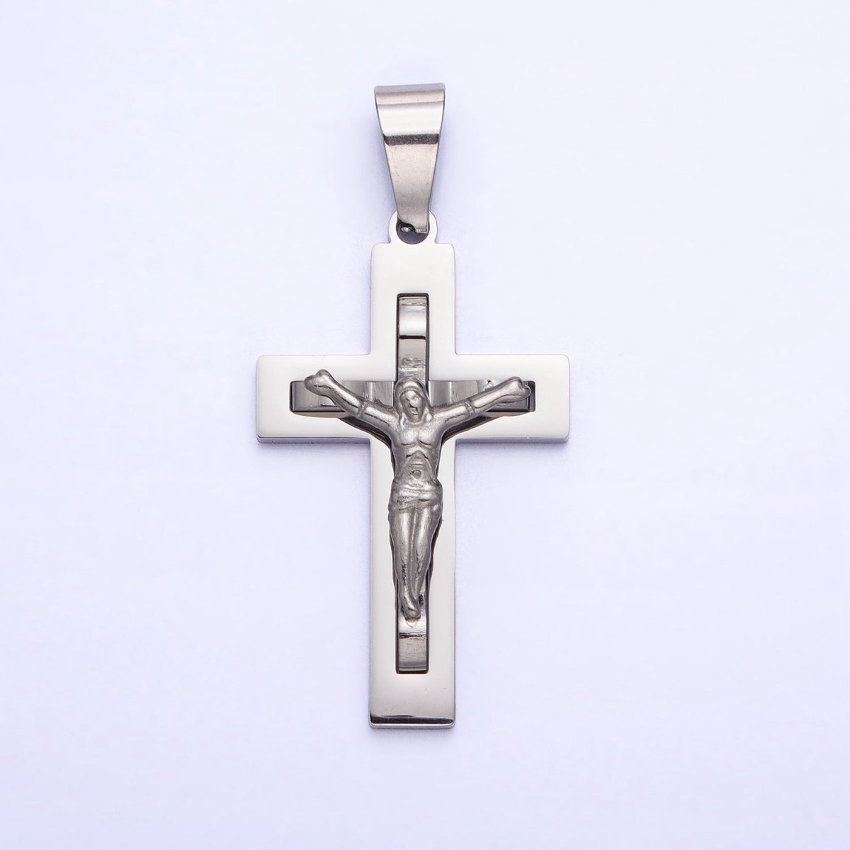 Stainless Steel Crucifix Cross Pendant in Gold Silver for Statement Religious Jewelry Making | P-1119