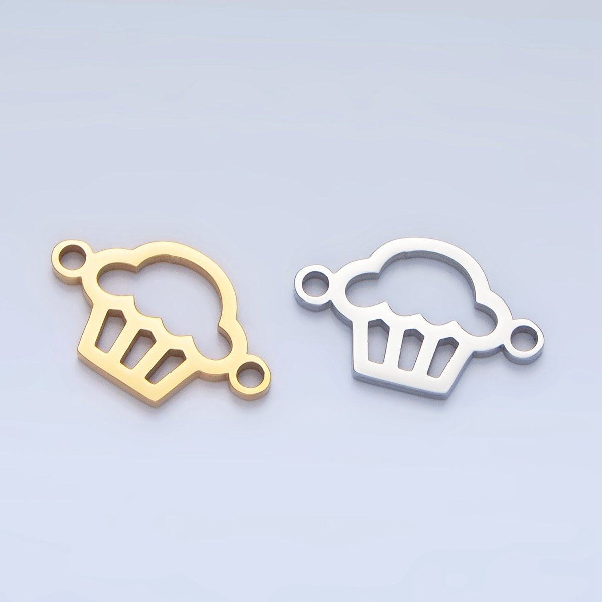 Stainless Steel Cupcake Muffin Desert Open Connector in Gold & Silver | F276