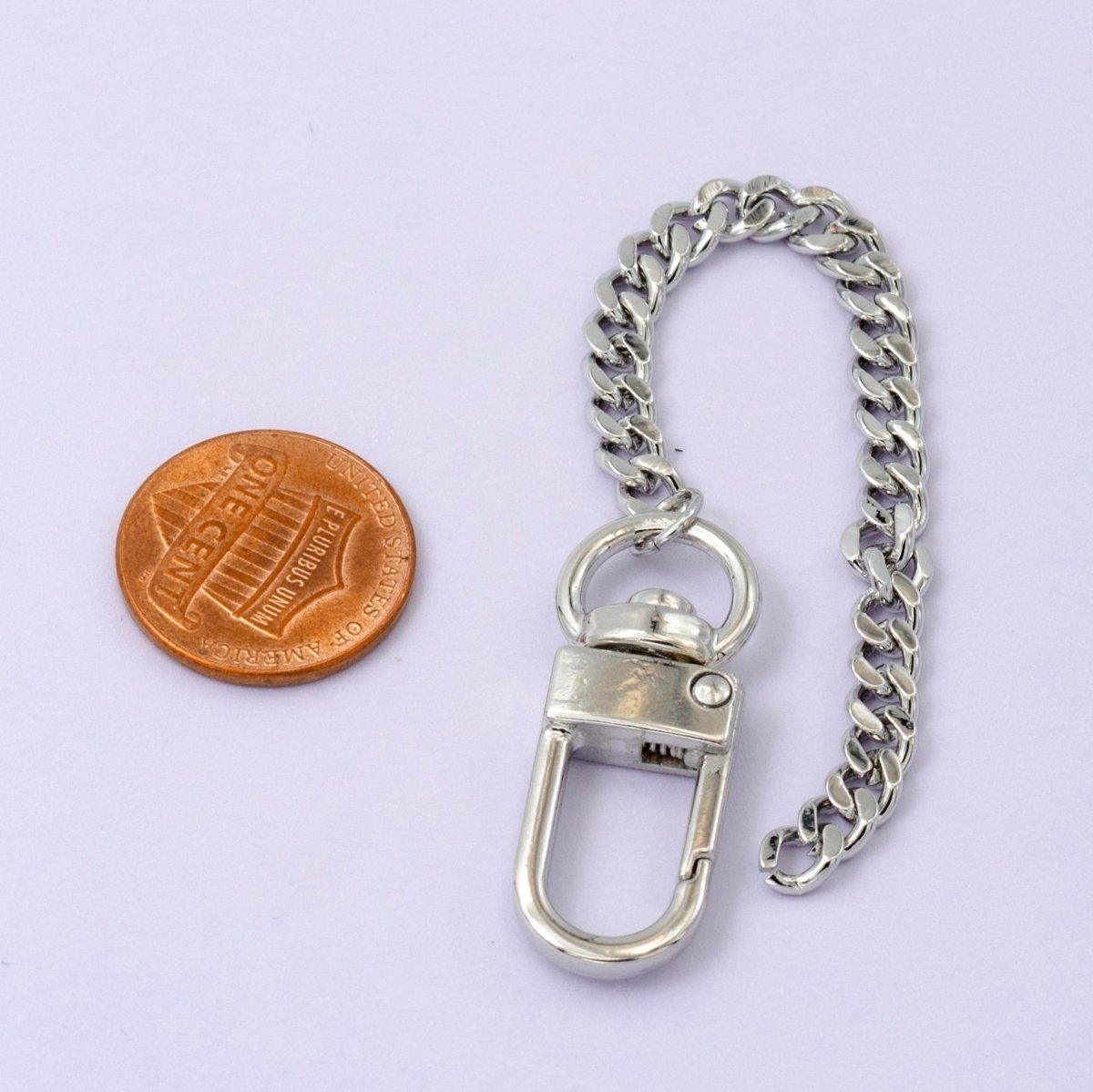 Stainless Steel Curb Chain Bag Purse Charm Swivel Keychain Finding | WA - 2745 - DLUXCA
