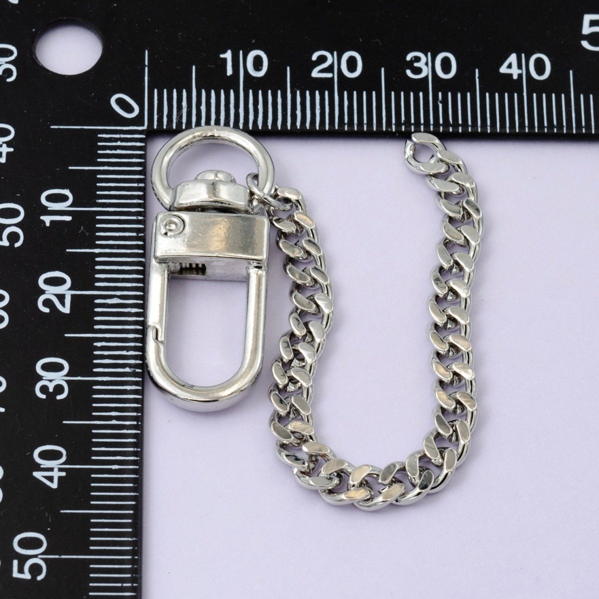 Stainless Steel Curb Chain Bag Purse Charm Swivel Keychain Finding | WA - 2745 - DLUXCA