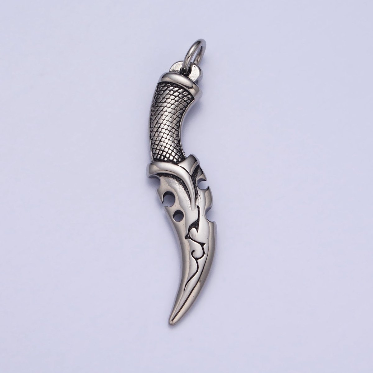 Stainless Steel Curved Engraved Dagger Knife Charm in Gold & Silver J-460 J-461
