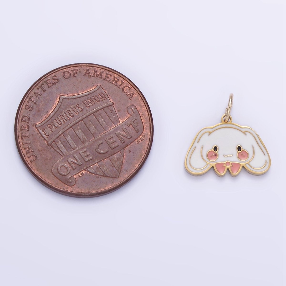 Stainless Steel Cute White Rabbit Enamel Bunny Pendant | P998 - DLUXCA