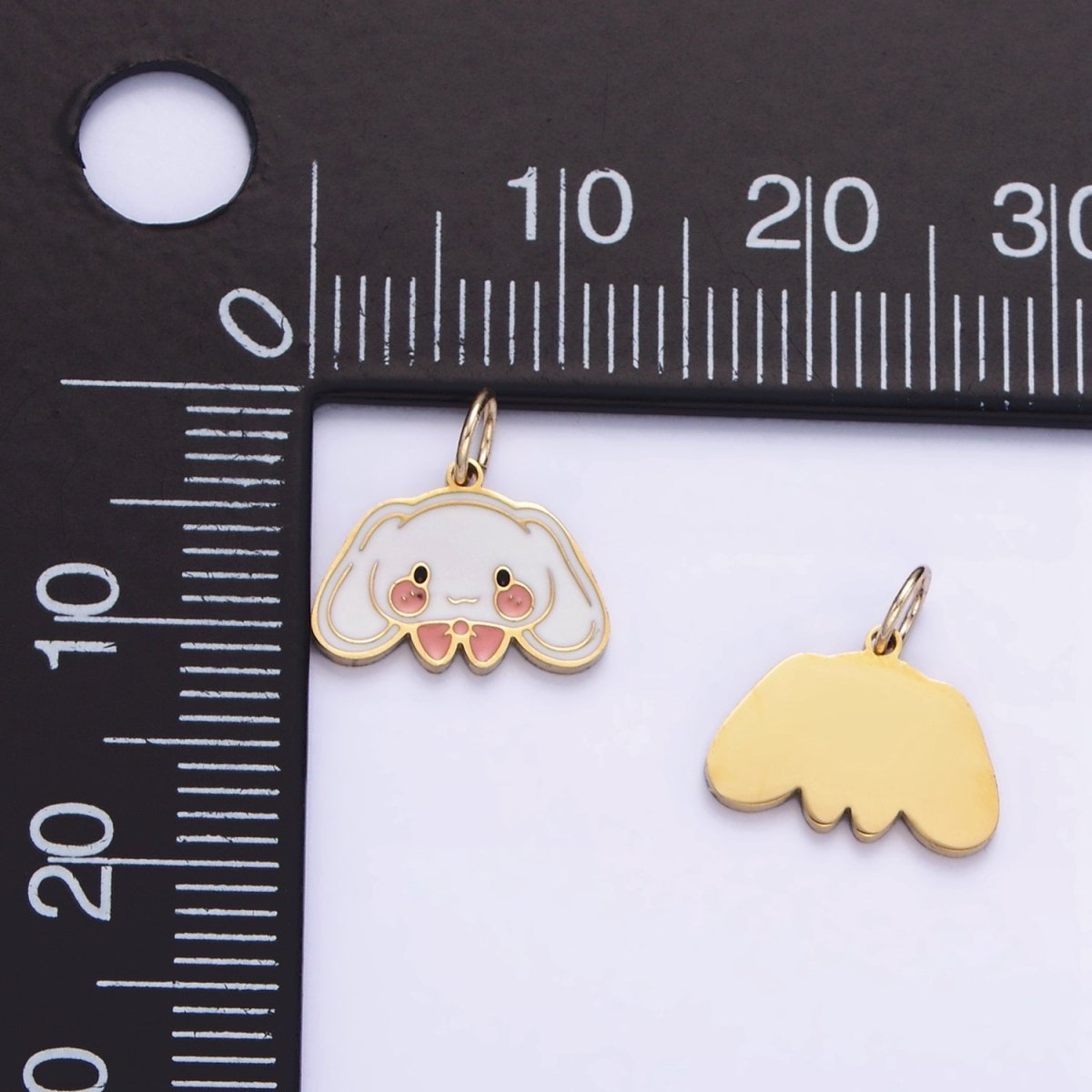 Stainless Steel Cute White Rabbit Enamel Bunny Pendant | P998 - DLUXCA
