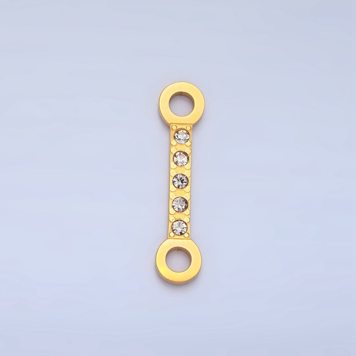 Stainless Steel CZ Micro Paved Lined Bar Charm Connector | F - 415 - DLUXCA