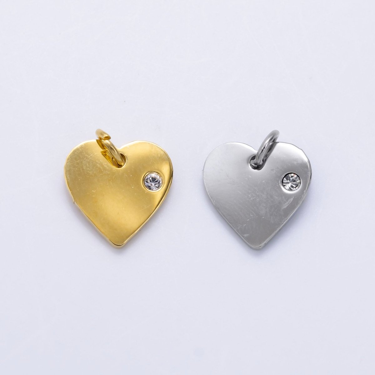 Stainless Steel CZ Minimalist Heart Charm in Gold & Silver | P1279