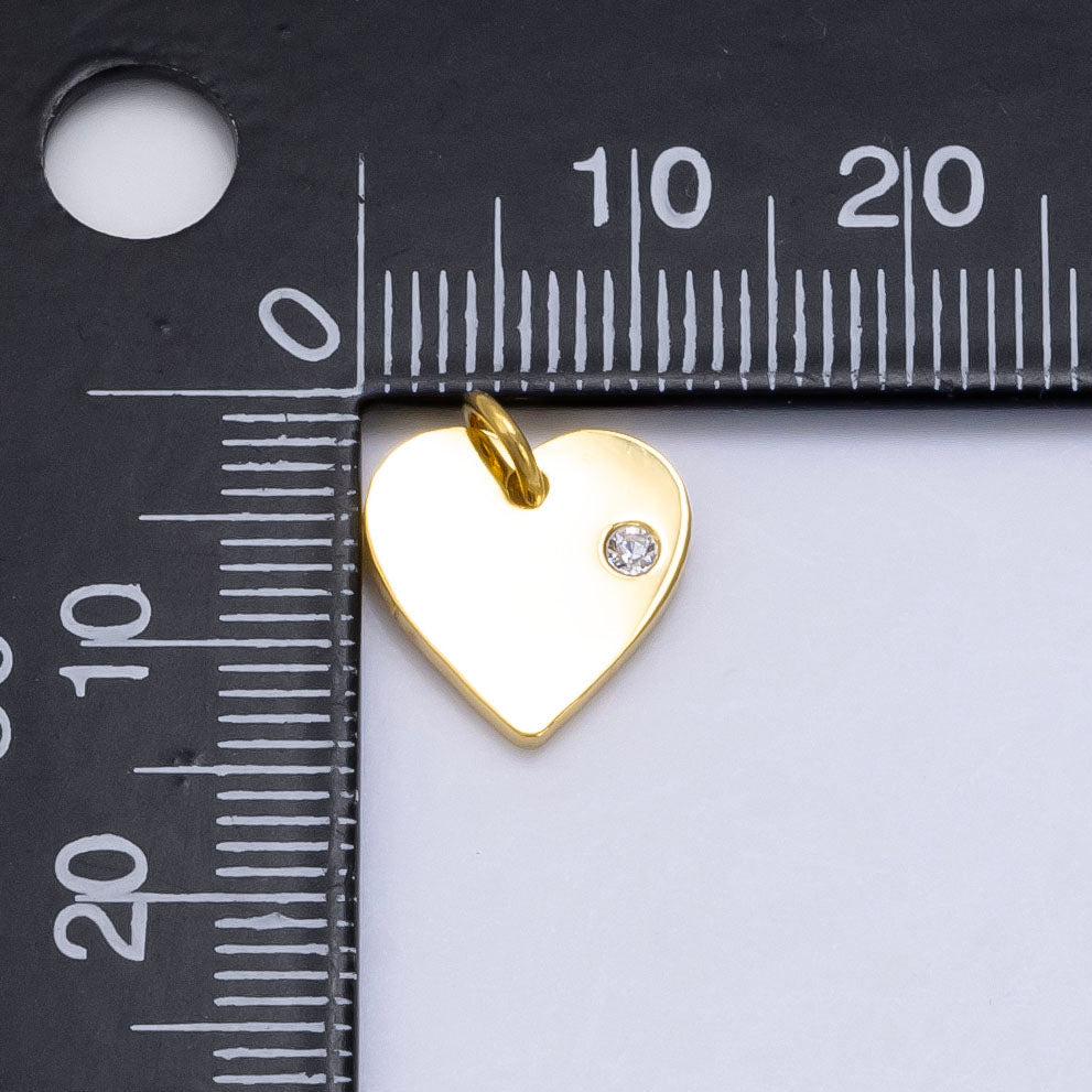 Stainless Steel CZ Minimalist Heart Charm in Gold & Silver | P1279