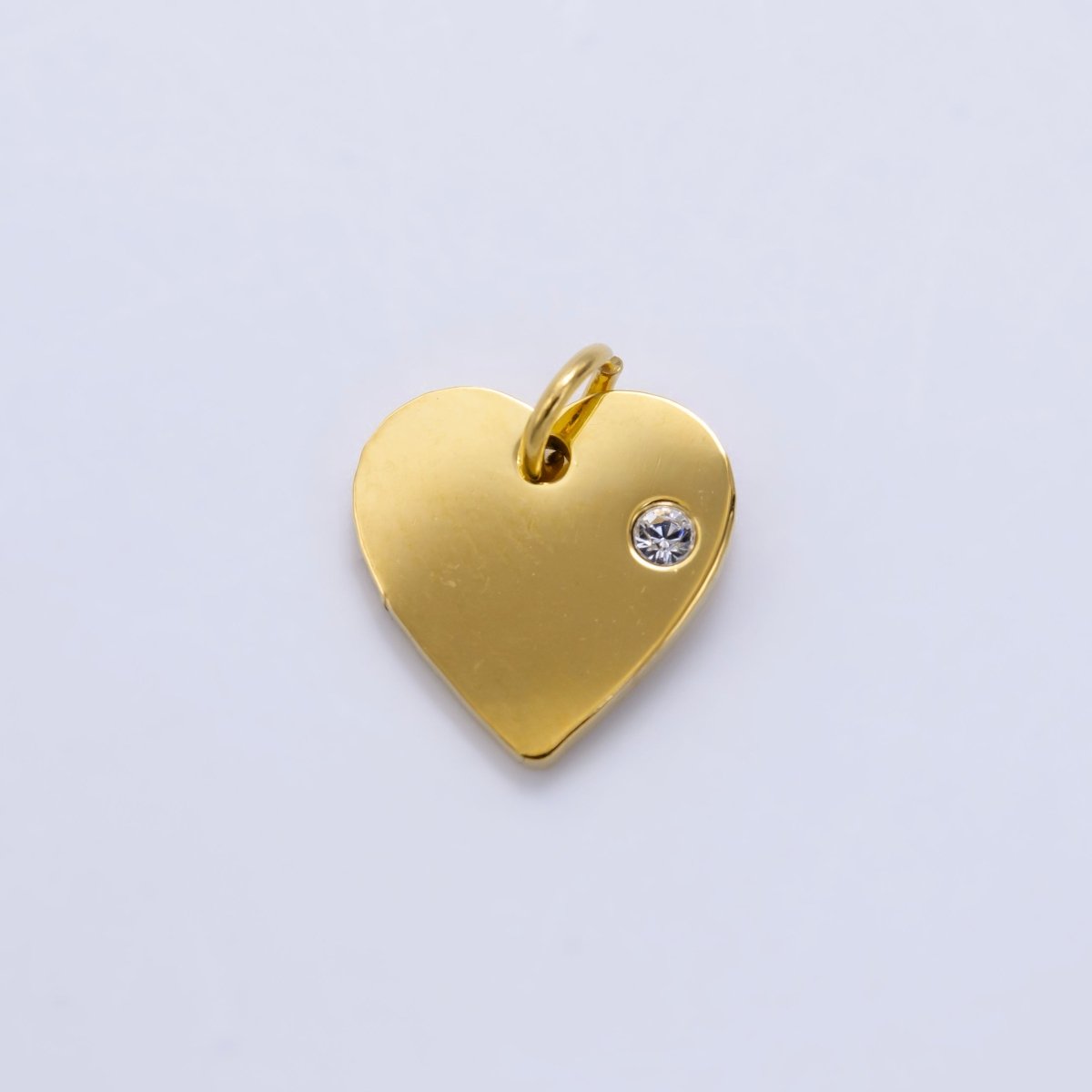 Stainless Steel CZ Minimalist Heart Charm in Gold & Silver | P1279