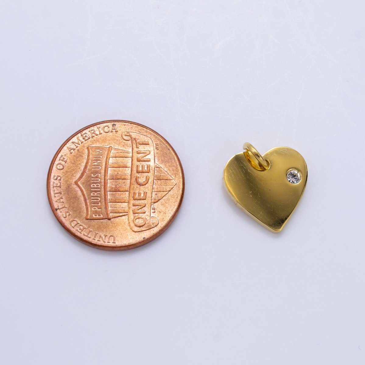 Stainless Steel CZ Minimalist Heart Charm in Gold & Silver | P1279