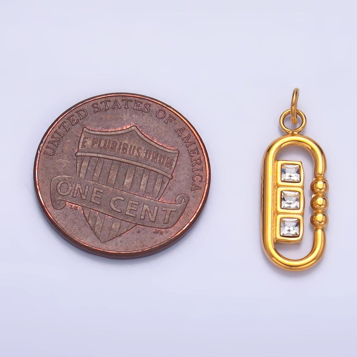 Stainless Steel CZ Square Bubble Dotted Open Oblong Charm | P1270 - DLUXCA