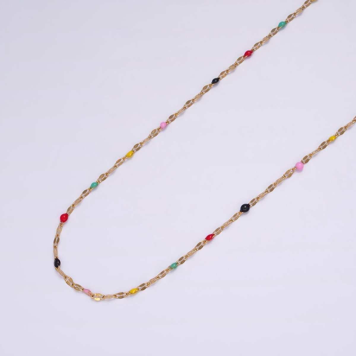 Stainless Steel Dark, Bright Enamel Flat Unique Link Unfinished Chain For Jewelry Making | ROLL-1425 ROLL-1426 Clearance Pricing