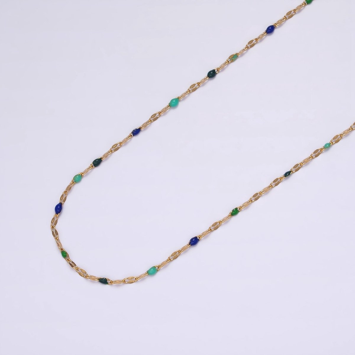 Stainless Steel Dark, Bright Enamel Flat Unique Link Unfinished Chain For Jewelry Making | ROLL-1425 ROLL-1426 Clearance Pricing