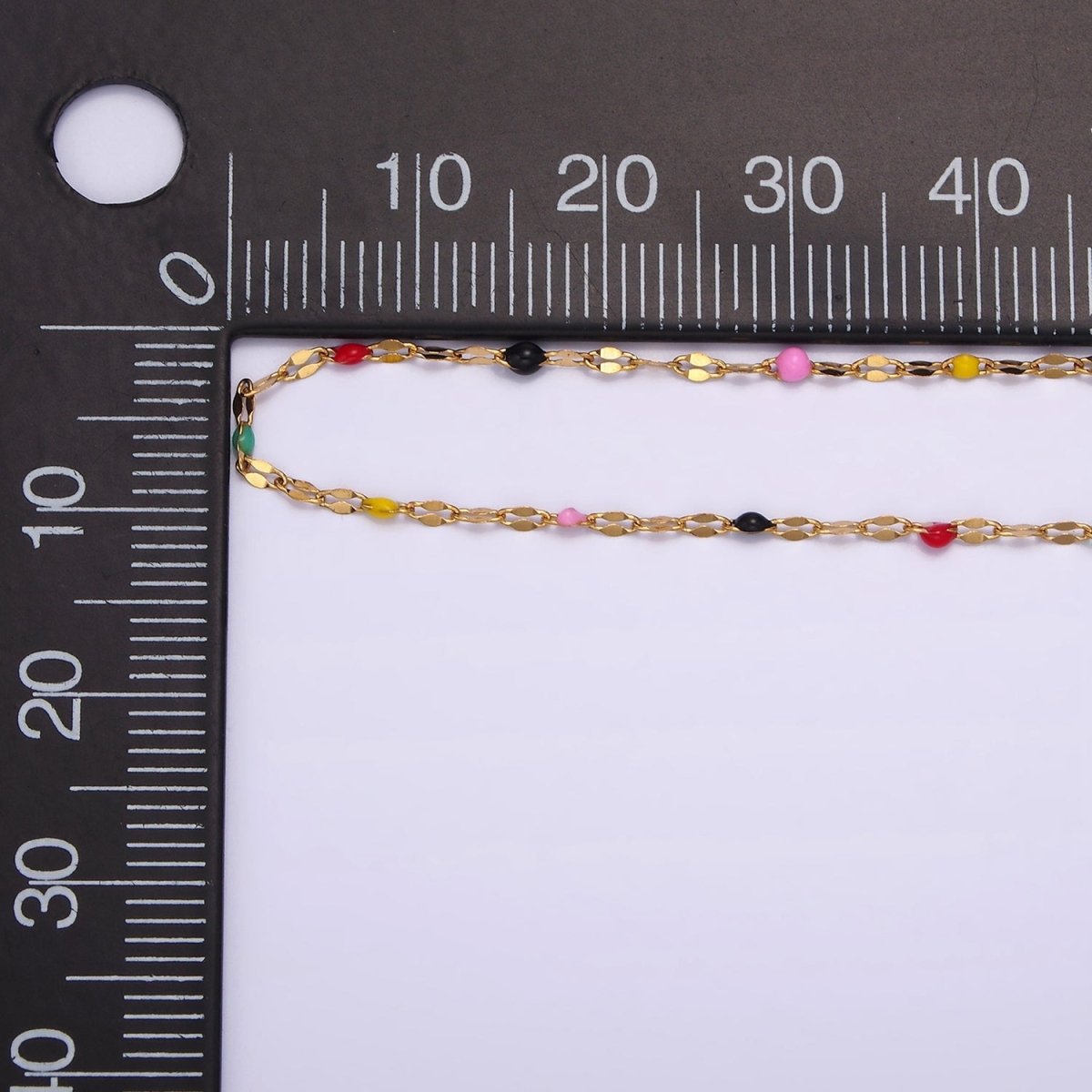 Stainless Steel Dark, Bright Enamel Flat Unique Link Unfinished Chain For Jewelry Making | ROLL-1425 ROLL-1426 Clearance Pricing