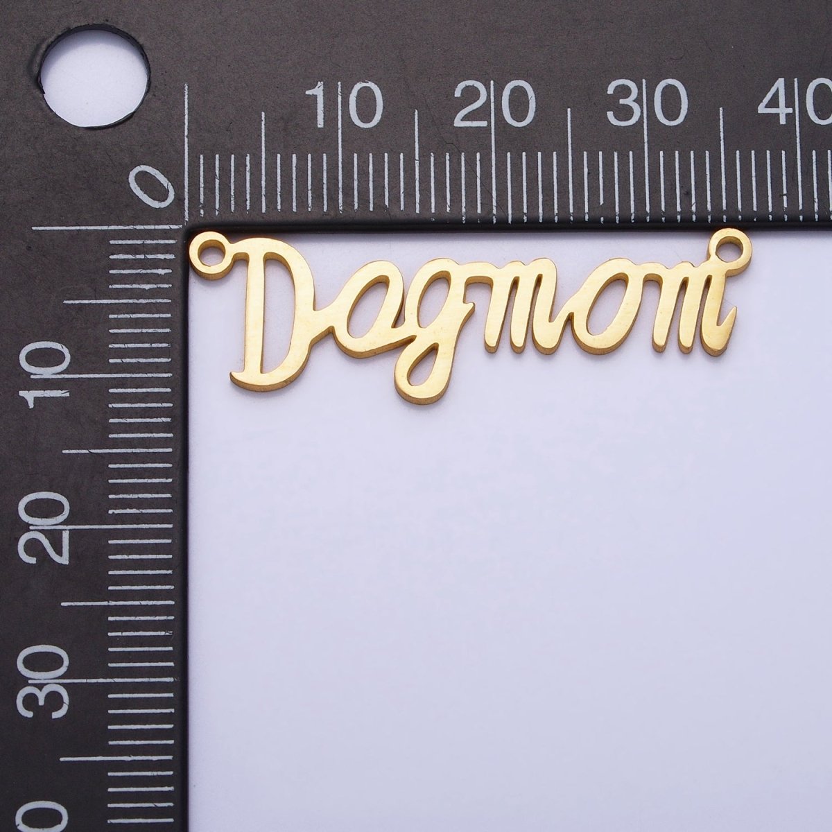 Stainless Steel "Dog mom" Handwritten Script  Link Connector in Silver & Gold | Y-829