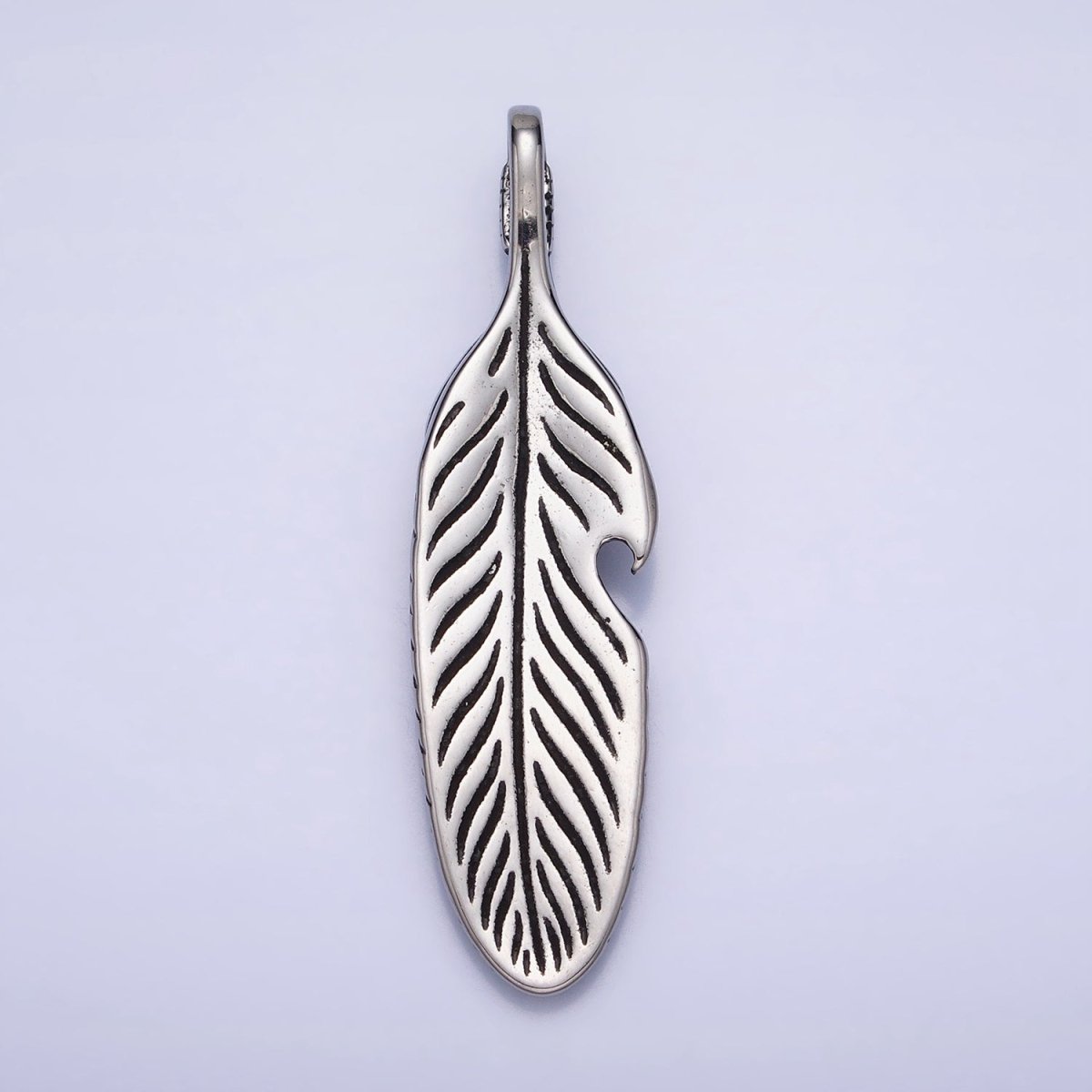 Stainless Steel Double Sided Heart Engraved Natural Leaf Silver, Gold Pendant | P-1139