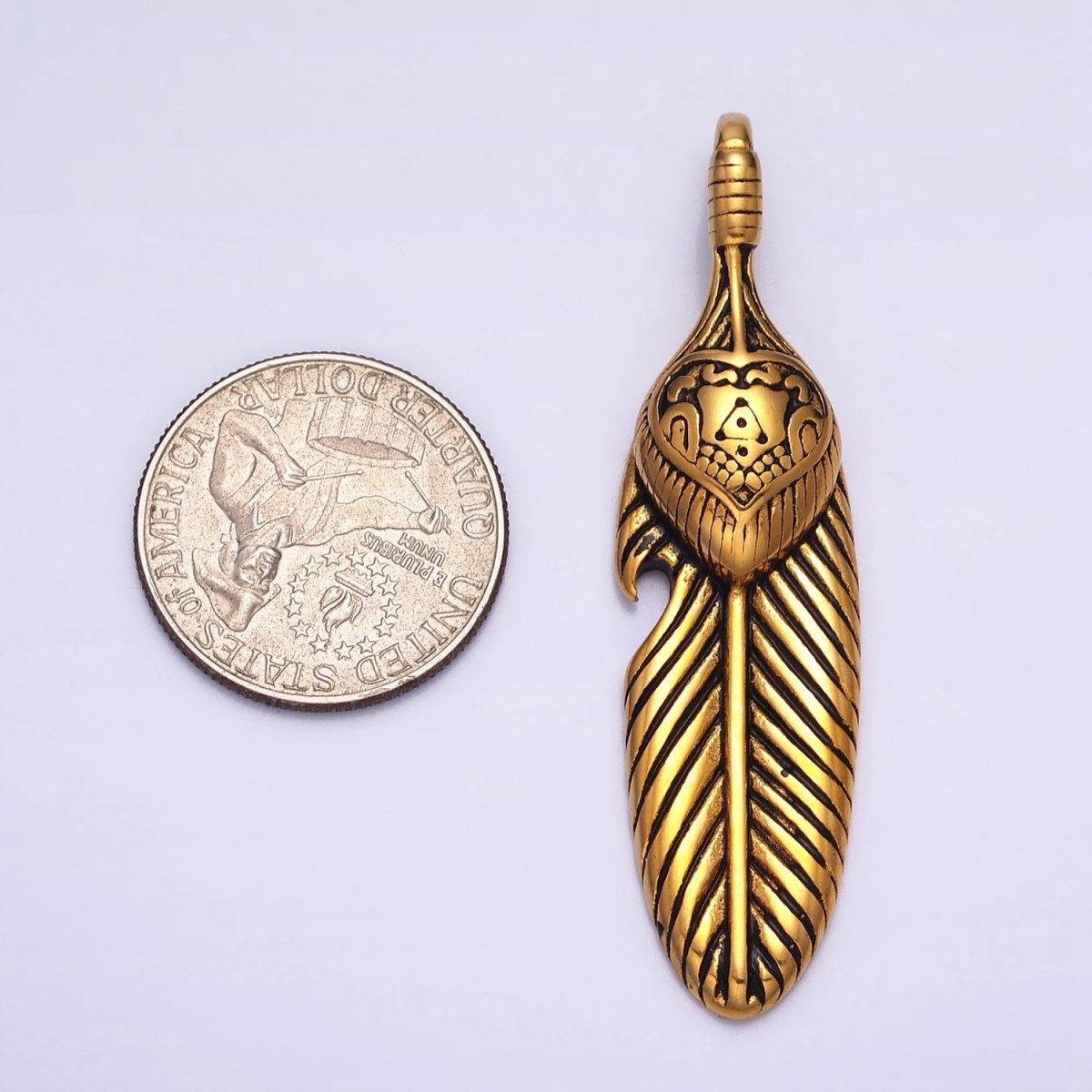 Stainless Steel Double Sided Heart Engraved Natural Leaf Silver, Gold Pendant | P-1139