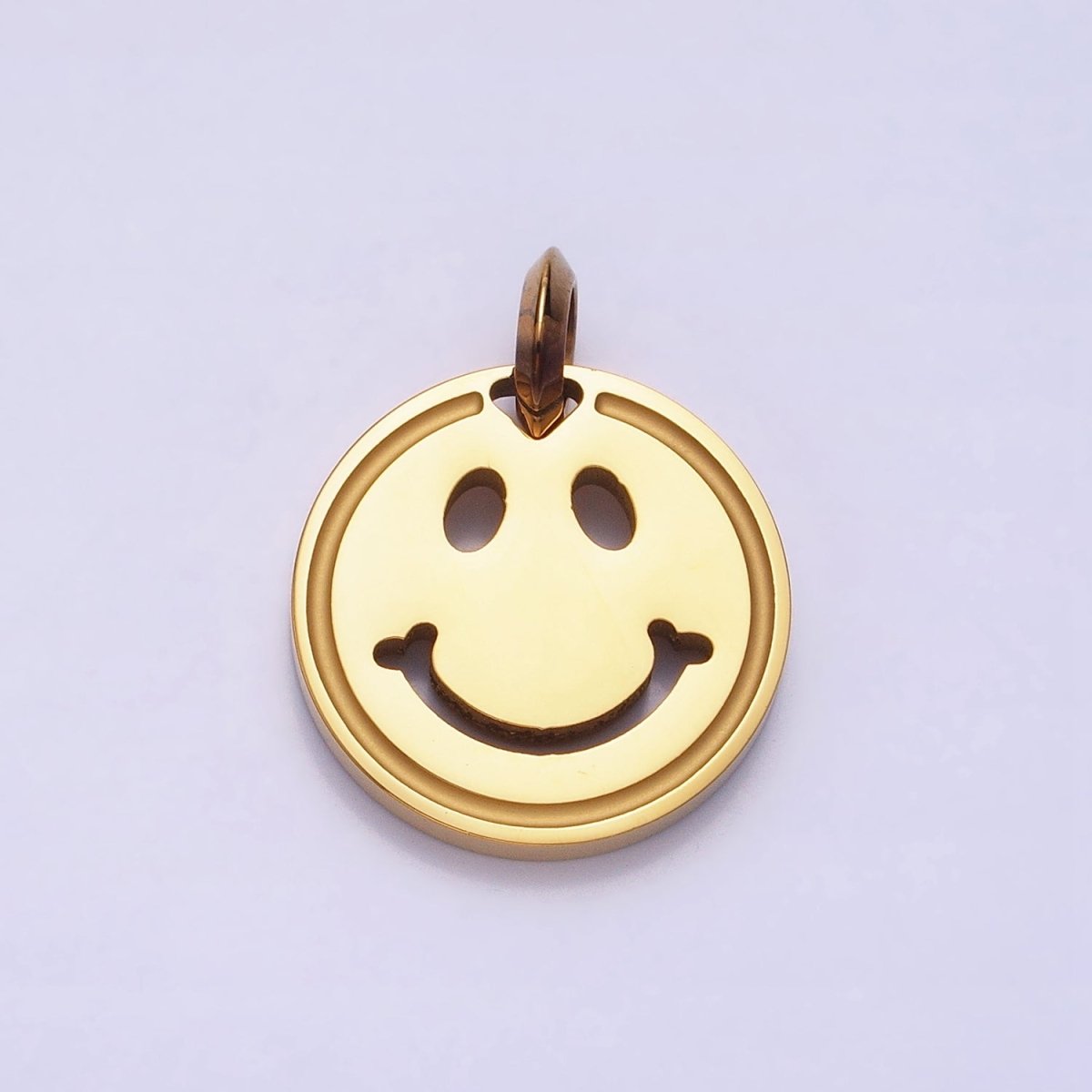 Stainless Steel Double Sided Smiley Face Clover Charm in Gold & Silver | P-1120
