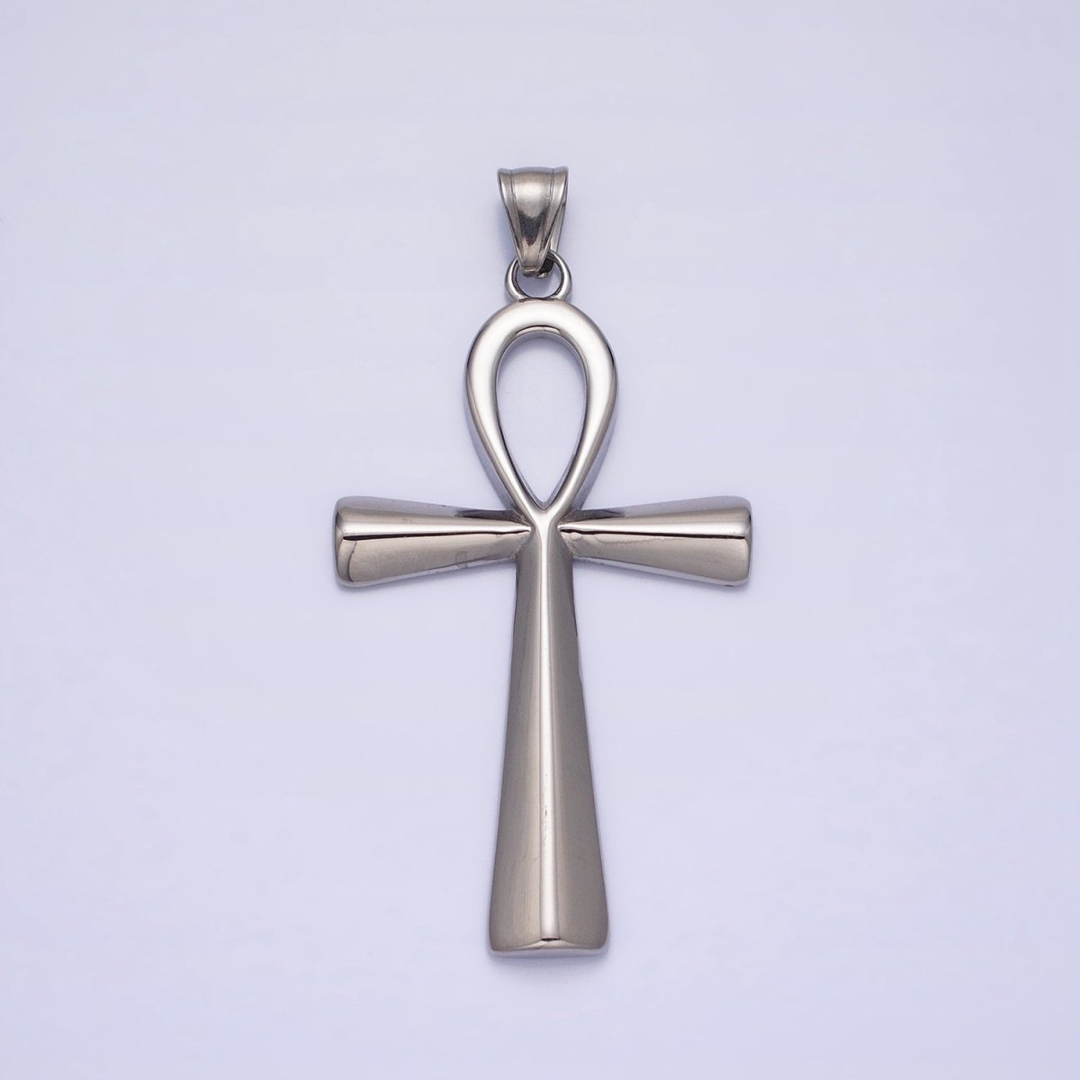 Stainless Steel Edged Egyptian Ankh Cross Statement Pendant in Gold & Silver | P-1085 P-1086