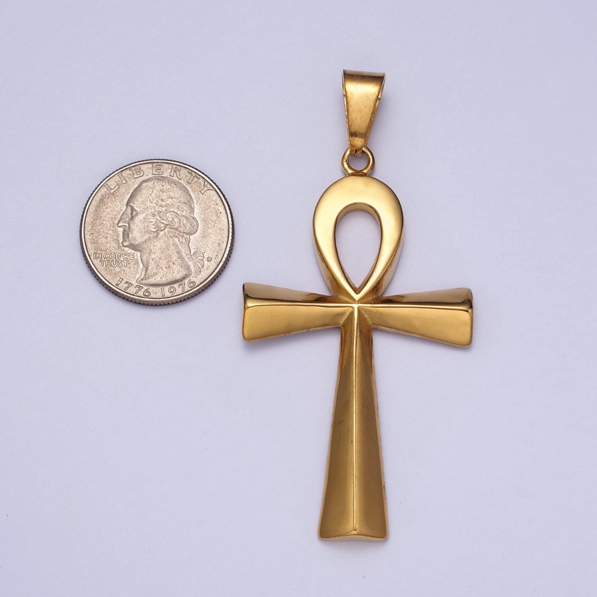 Stainless Steel Egyptian Ankh Key Cross Pendant in Gold & Silver J-265 J-323