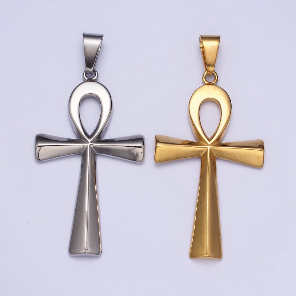 Stainless Steel Egyptian Ankh Key Cross Pendant in Gold & Silver J-265 J-323