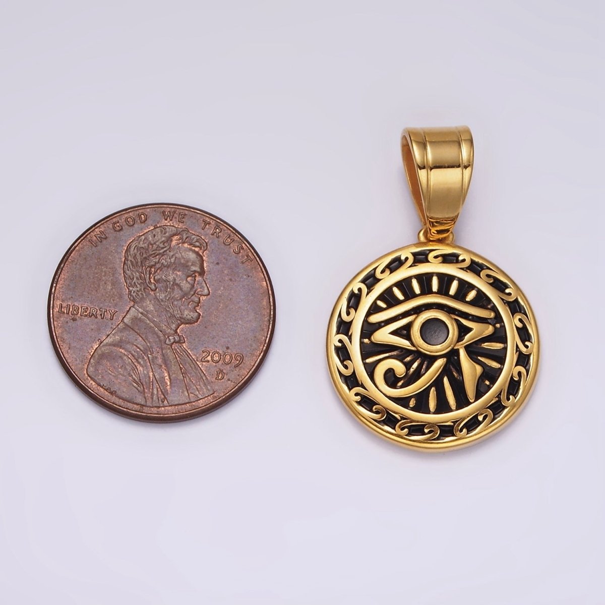 Stainless Steel Egyptian Eye of Ra Artisan Round Pendant | P1172