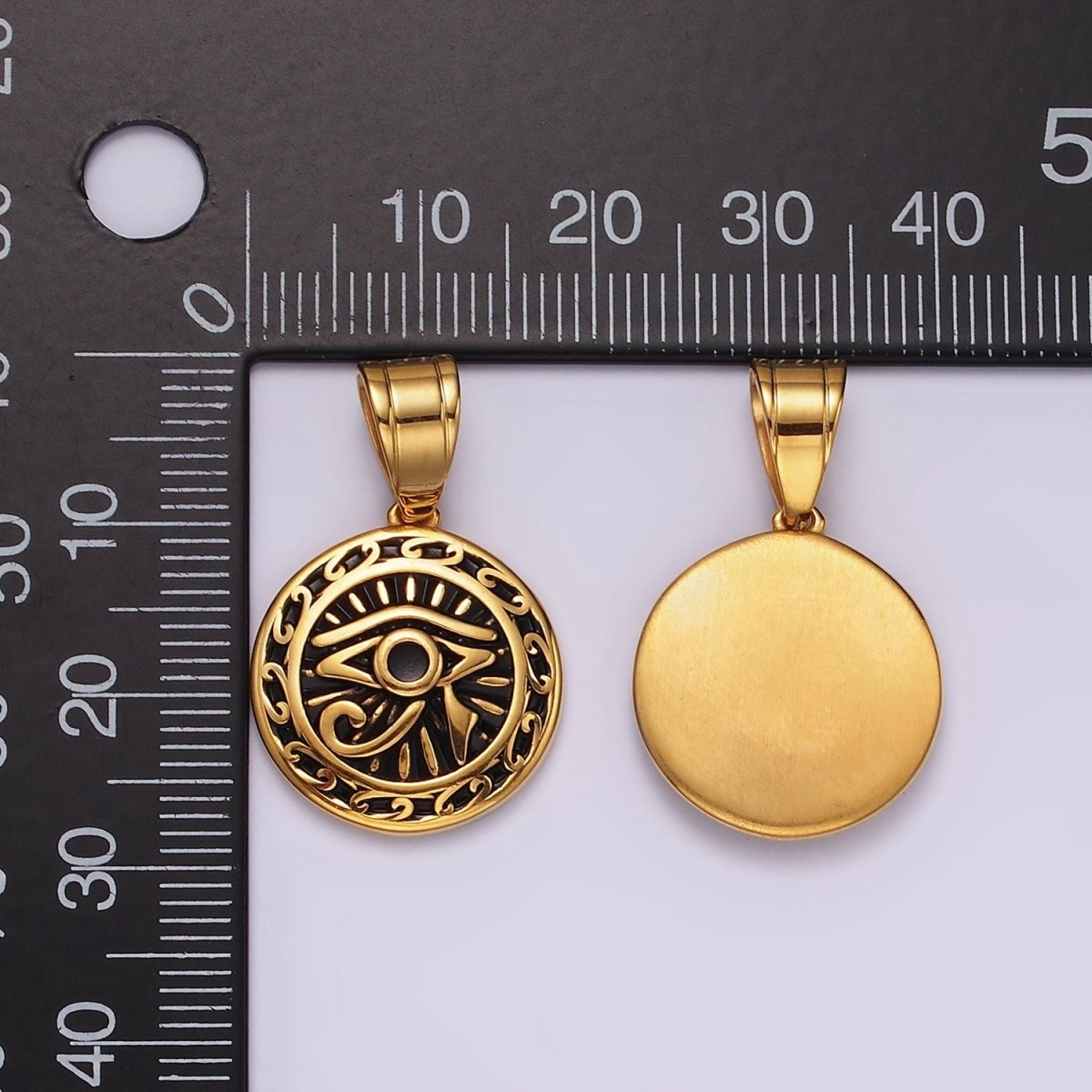 Stainless Steel Egyptian Eye of Ra Artisan Round Pendant | P1172