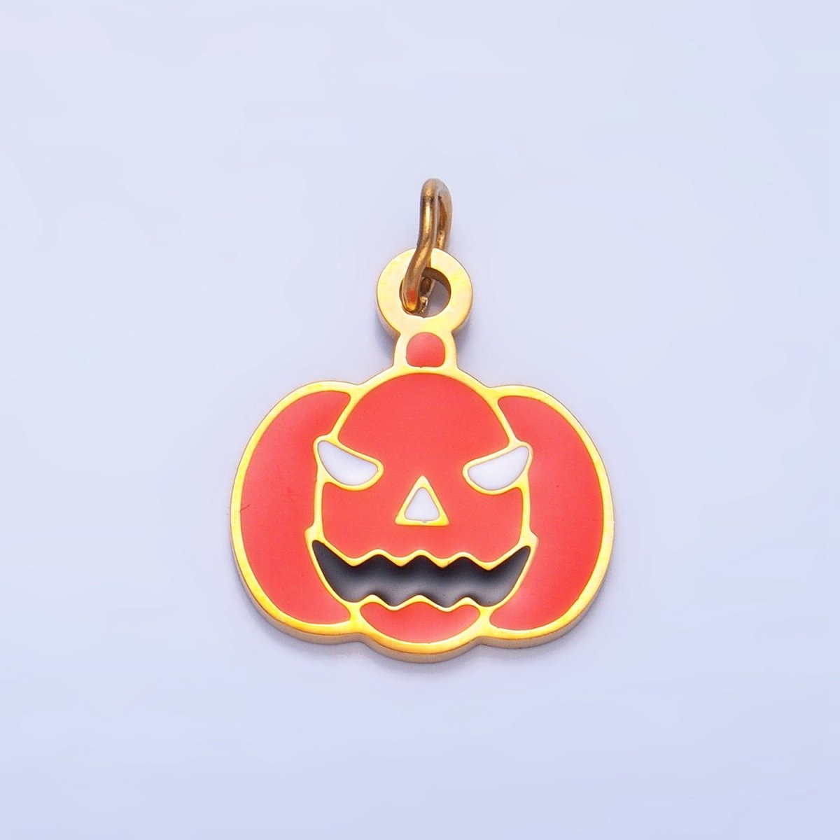Stainless Steel Enamel Pumpkin Halloween Holiday Charm | P1528 - DLUXCA