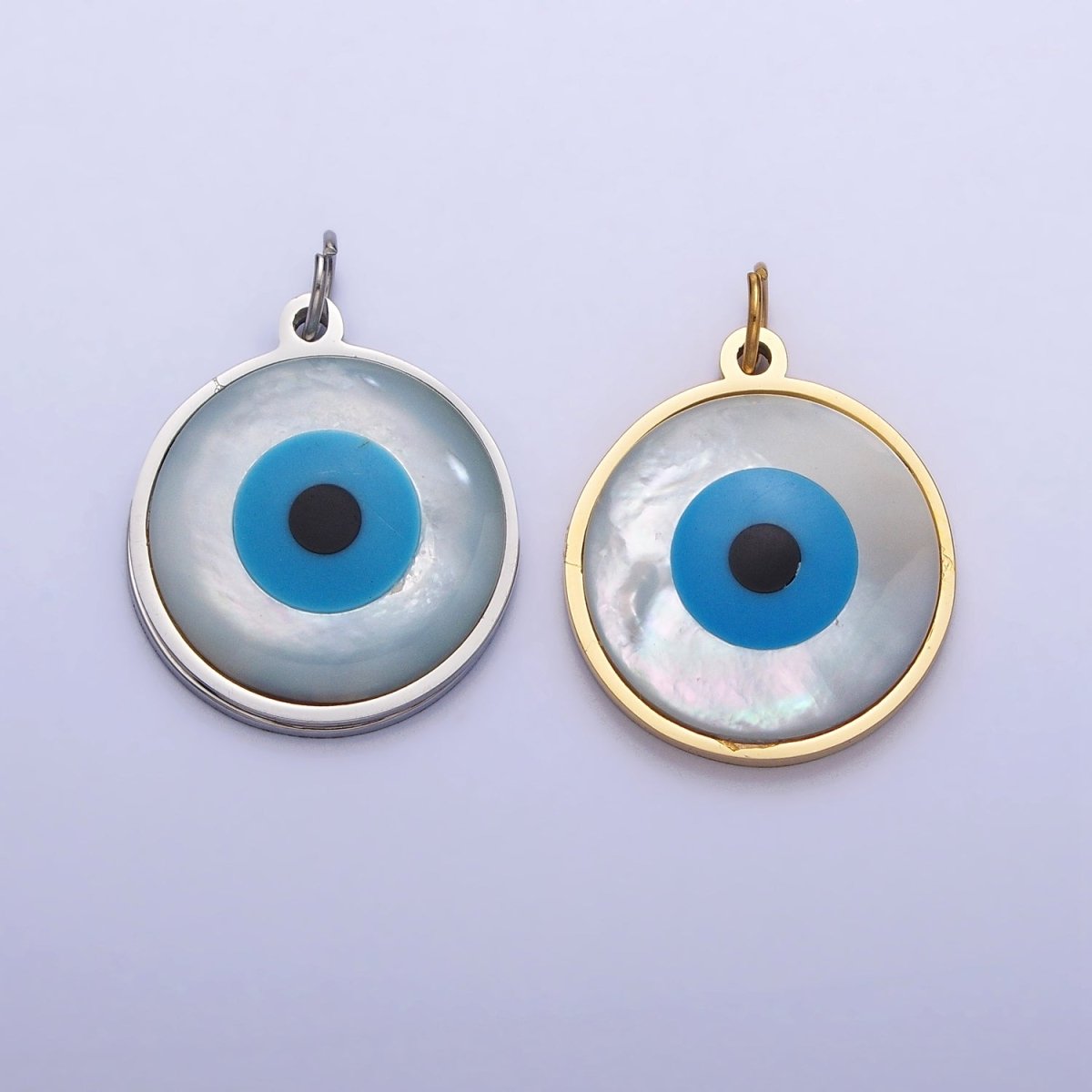 Stainless Steel Evil Eye Add-On Round Charm in Gold & Silver | P-1220