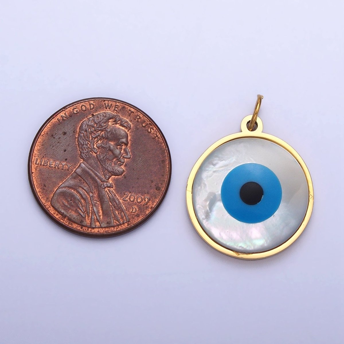 Stainless Steel Evil Eye Add-On Round Charm in Gold & Silver | P-1220