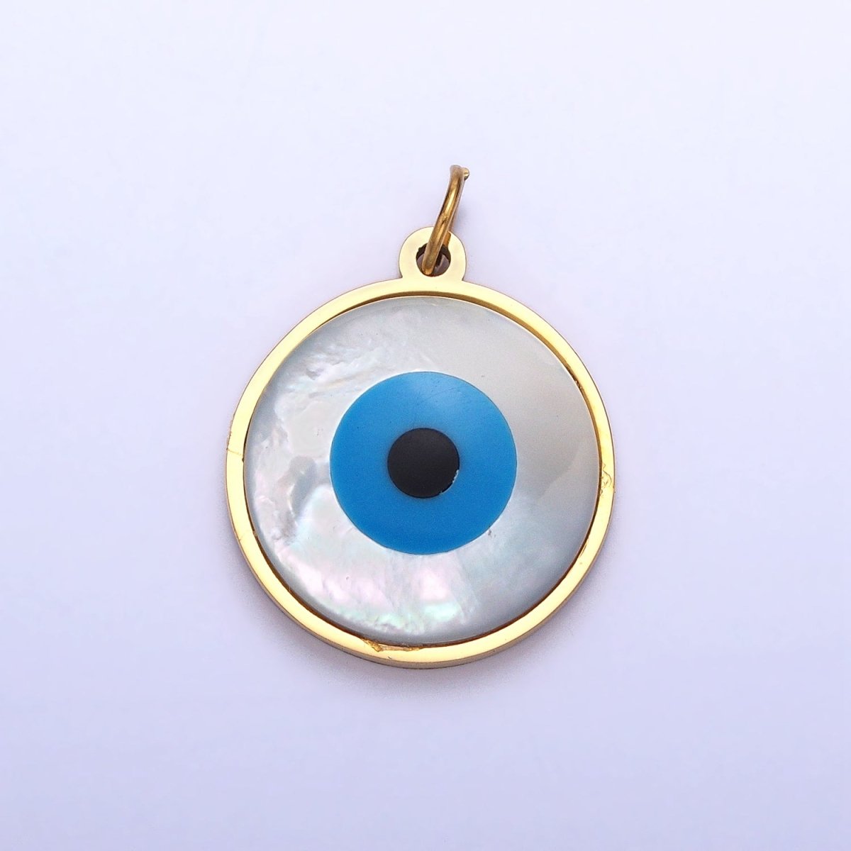 Stainless Steel Evil Eye Add-On Round Charm in Gold & Silver | P-1220