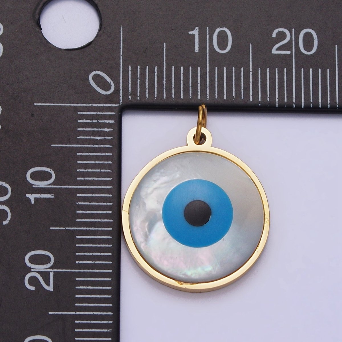 Stainless Steel Evil Eye Add-On Round Charm in Gold & Silver | P-1220