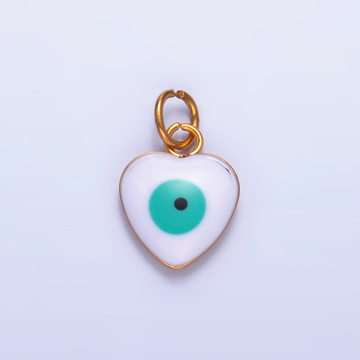 Stainless Steel Evil Eye Enamel Heart Charm in Gold & Silver | P733