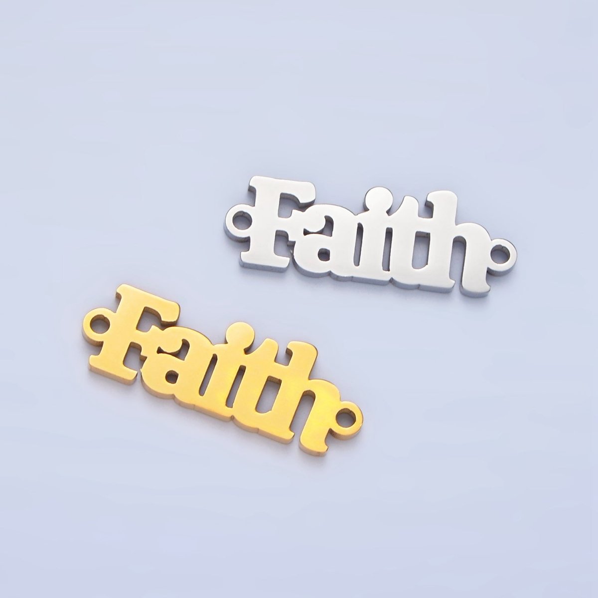 Stainless Steel "Faith" Word Charm Connector in Gold & Silver | F-436