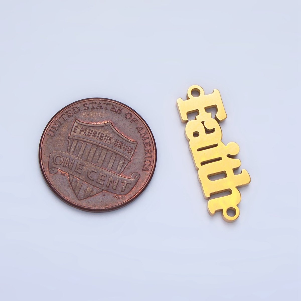 Stainless Steel "Faith" Word Charm Connector in Gold & Silver | F-436