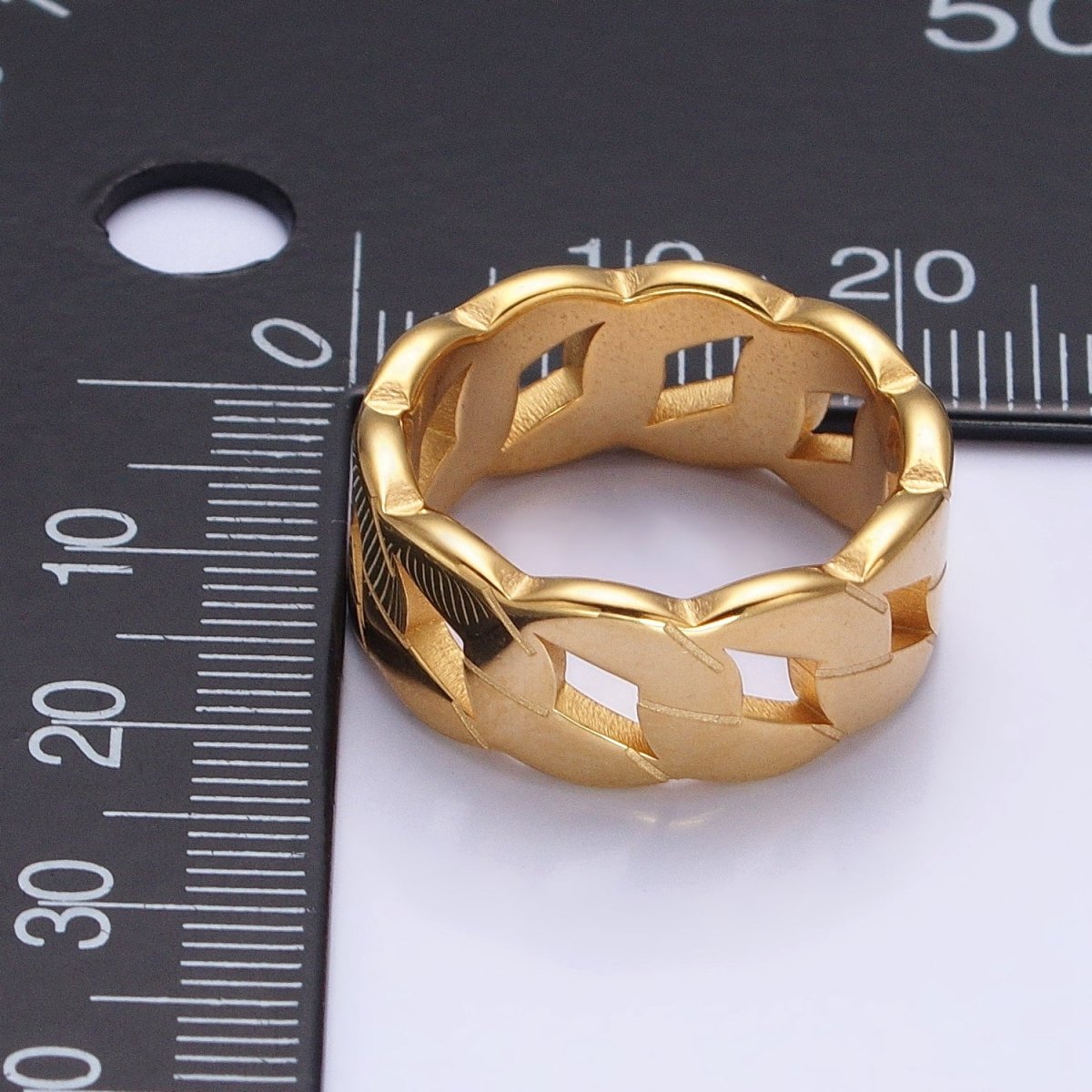 Stainless Steel Flat Curb Chain Link Ring in Gold & Silver | O-1765~O-1772